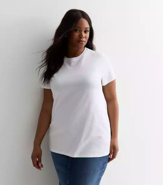 Curves T-Shirt aus weißer Baumwolle